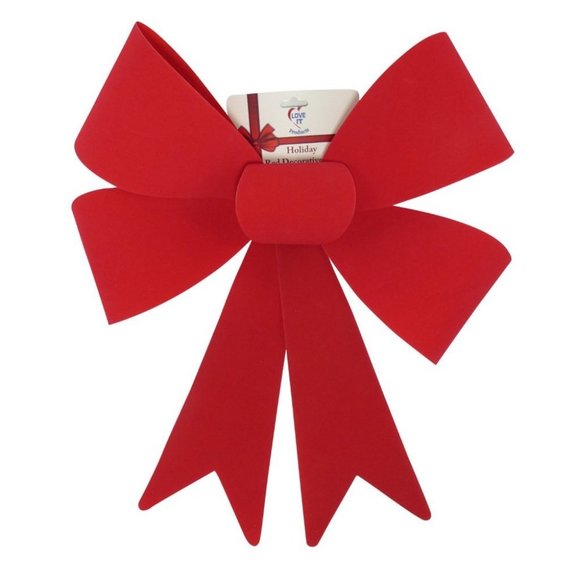 Large Decorative Seasonal Holiday Felt Red Bow (15 - Picture 3 of 5